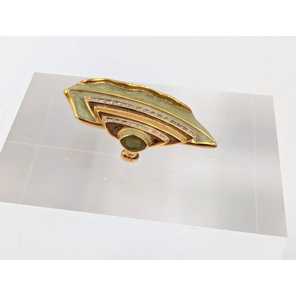 VTG Swarovski Cruise Ship Boat‎ Pin Brooch Pave Gold Tone Nautical Ocean Liner